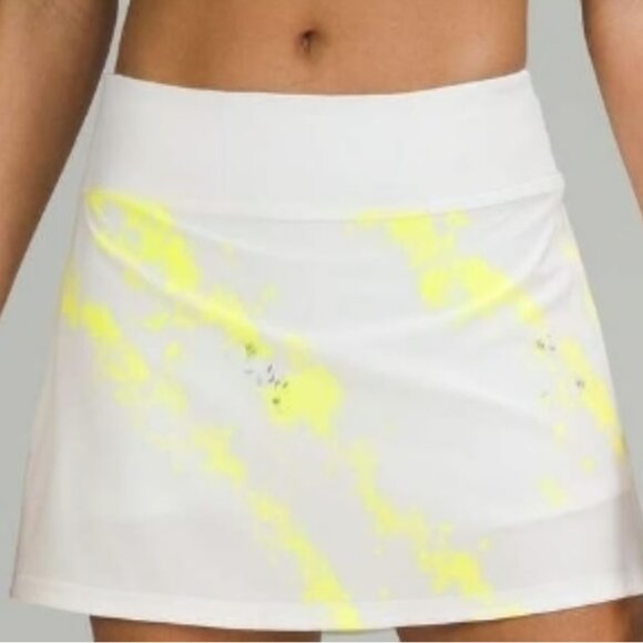 Lululemon Pace Rival Mid-Rise Skirt Size 8 Long Cross Court Wash Electric Lemon - Picture 3 of 13
